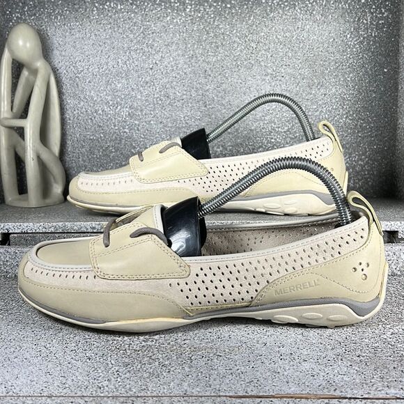 Merrell Sailix Bone Moccasins Outdoor Loafers Slip On Shoes Boat Shoes 9.5 - Picture 1 of 9